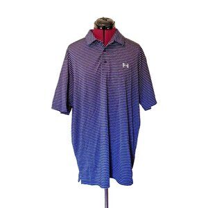 Under Armour HeatGear Polo Shirt XL Men’s Loose Fit Striped Side Split Golf